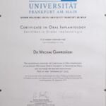 Certyfikat Oral Implantology Goethe Universität Frankurt am Main
